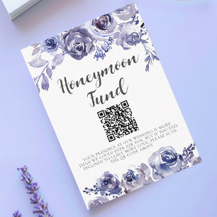 Purple Roses Elegant Floral Wedding Honeymoon Fund Enclosure Card