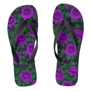 Purple roses flip flops