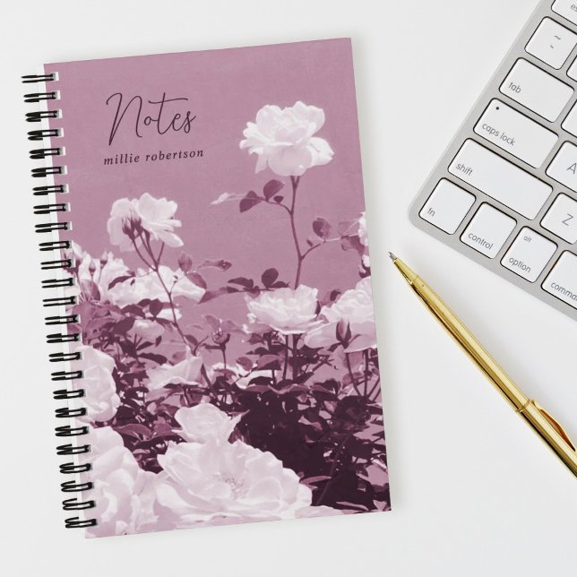 Purple Roses Floral Garden Custom Spiral Notebook (Creator Uploaded)