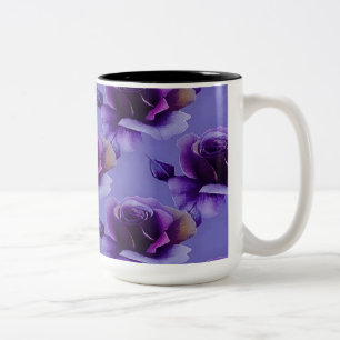 Purple Roses Floral Pattern Coffee Mug