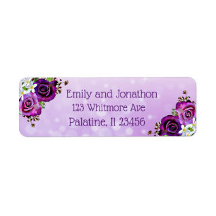 Purple Roses Floral Return Address Label