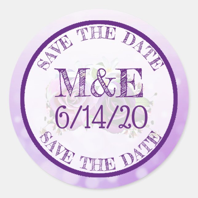 Purple Roses Floral Thank You Wedding Stickers (Front)