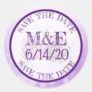 Purple Roses Floral Thank You Wedding Stickers