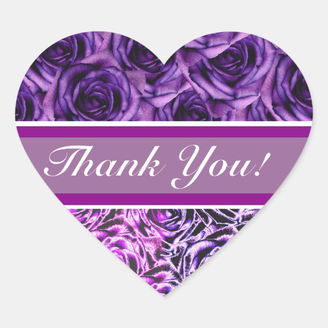 Purple Roses Heart Sticker (Front)