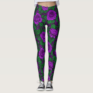 Purple roses leggings