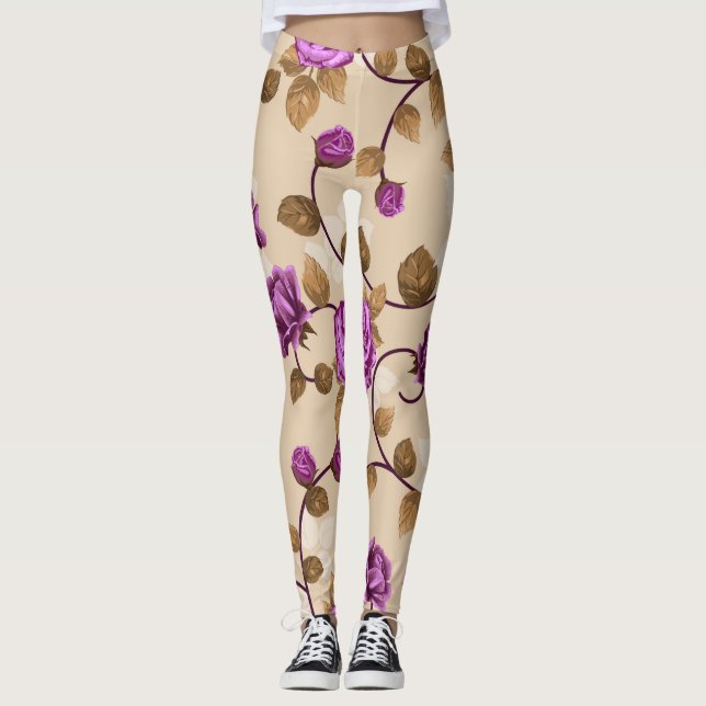Purple Roses Leggings (Front)