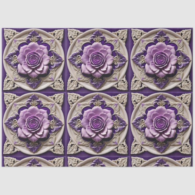 Purple Roses Modern Beautiful Collection Tissue Paper (Front)