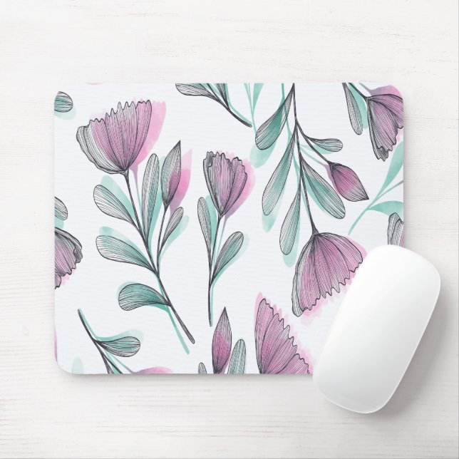 Purple roses mouse mat (With Mouse)