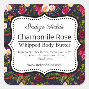 Purple Roses On Navy Blue Body Butter Labels