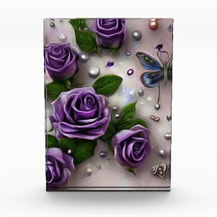 Purple Roses & Pearls Photo Block