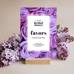 Purple Roses Photo Bridal Shower Favours Table Car Invitation