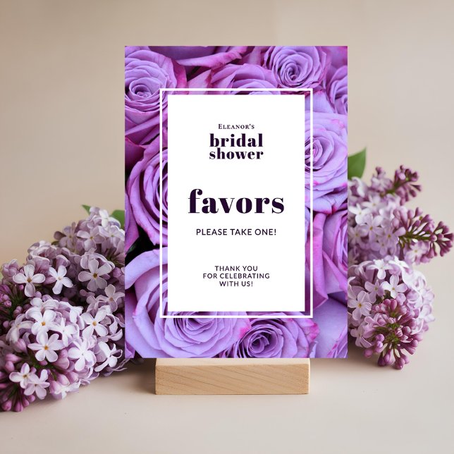 Purple Roses Photo Bridal Shower Favours Table Car Invitation (Creator Uploaded)