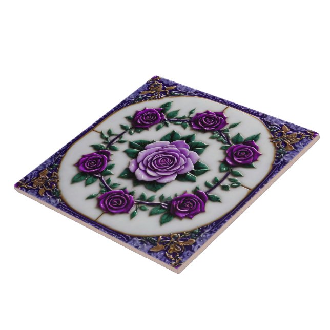 Purple Roses Popular Beautiful Collection Tile (Side)