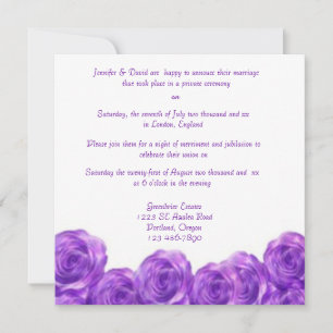 Purple Roses Post Wedding Reception Invitation