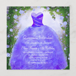 Purple Roses Purple Quinceanera Invitations