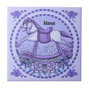 Purple Roses Rocking Horse Tile