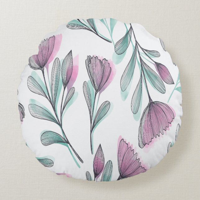 Purple roses round cushion (Front)