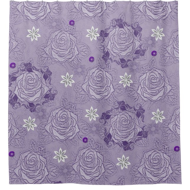 purple roses shower curtain (Front)