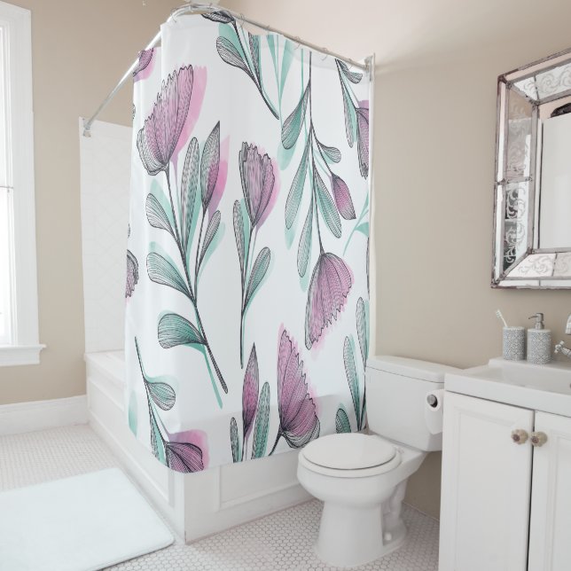 Purple roses shower curtain (In Situ)