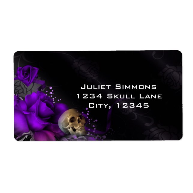 Purple Roses + Skull Gothic Goth Fantasy Magical (Front)