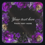 Purple Roses   Skulls Gothic Sticker Label<br><div class="desc">Purple Roses   Skulls Gothic Sticker Label. Customise for any event. Matching items in my store. Contact me for a custom order.</div>