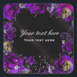 Purple Roses   Skulls Gothic Sticker Label<br><div class="desc">Purple Roses   Skulls Gothic Sticker Label. Customise for any event. Matching items in my store. Contact me for a custom order.</div>