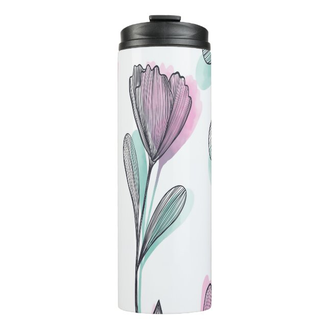 Purple roses thermal tumbler (Front)