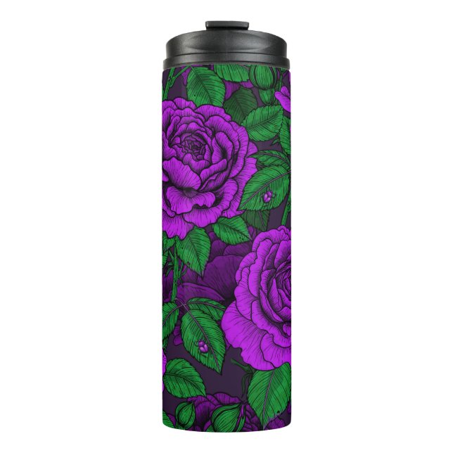 Purple roses thermal tumbler (Front)