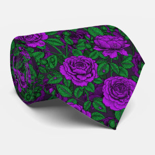 Purple roses tie