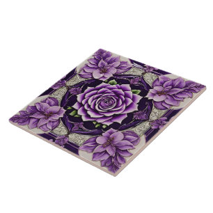 Purple Roses Trendy Beautiful Collection Tile