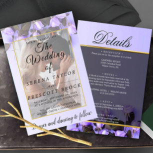 Purple Roses Vellum Overlay Wedding Invitation