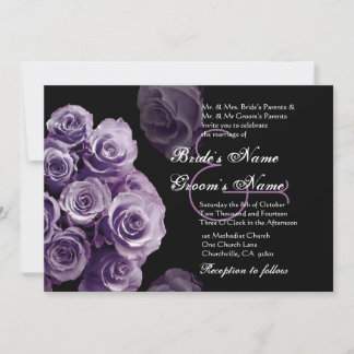 Purple Roses Wedding Invitation Metallic