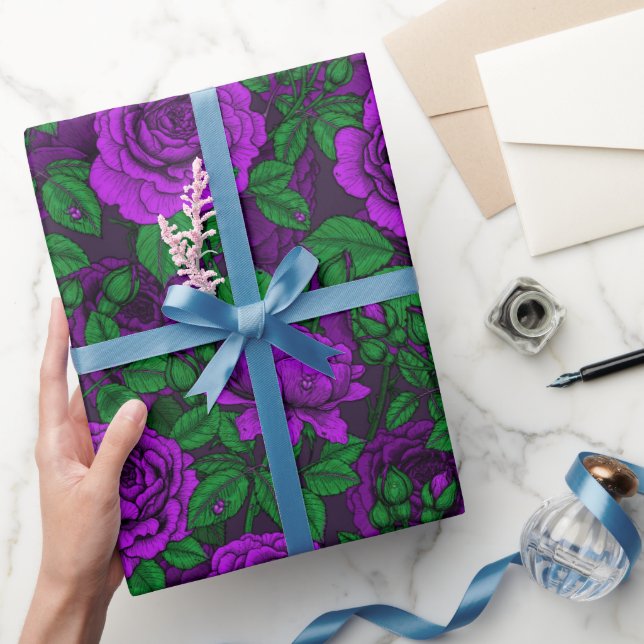 Purple roses wrapping paper (Gifting)