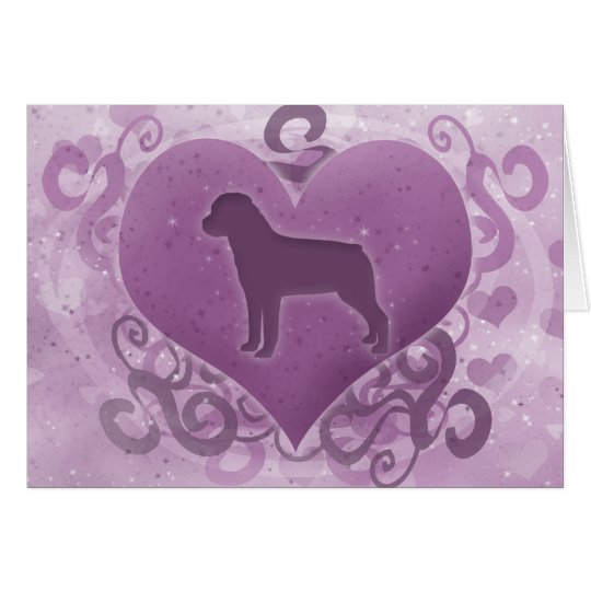Purple Rottweiler Valentine's Day Card