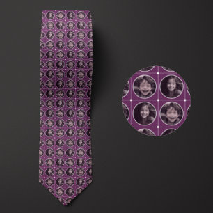 Purple Round 2-Photo Pattern Tie