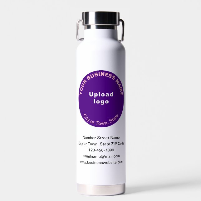 Purple Round Business Brand on Insulated Water Bottle (Front)