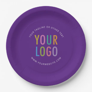 Purple Round Paper Plates Business Logo Printed