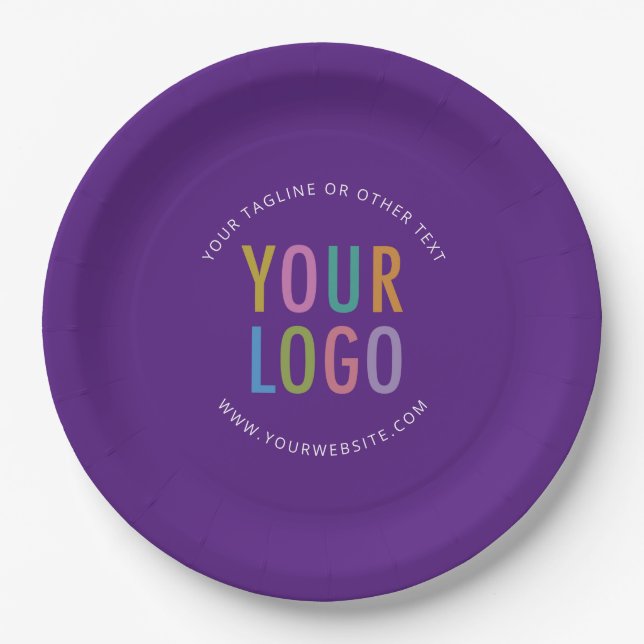 Purple Round Paper Plates Business Logo Printed (Front)