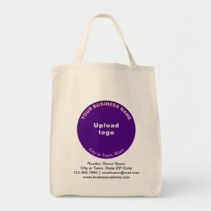 Purple Round Shape Business Brand on Grocery Tote Bag