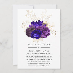 Purple, Royal Blue and Gold Floral Wedding Guests Announcement