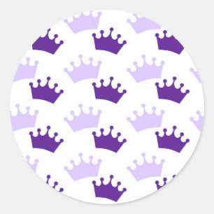 Purple Royal Crowns Fairytale Princess Baby Shower Classic Round Sticker
