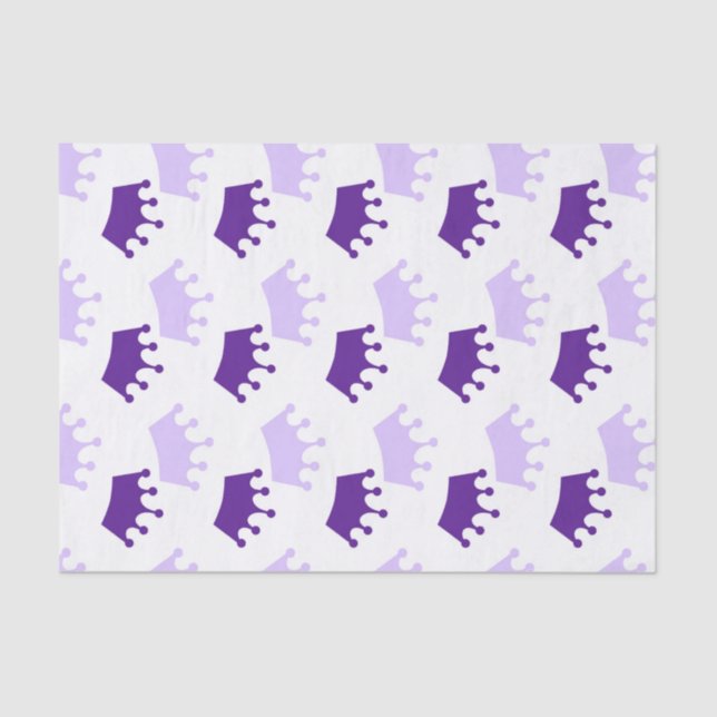 Purple Royal Crowns Fairytale Princess Baby Shower Tissue Paper (Front)