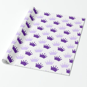 Purple Royal Crowns Fairytale Princess Party Wrapping Paper