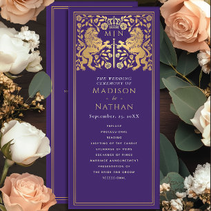 Purple Royal Lion Mediaeval Sword Wedding Program Programme