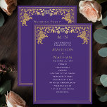 Purple Royal Lion Mediaeval Sword Wedding Program Programme<br><div class="desc">Unveil the magic of your big day! These mediaeval fantasy wedding programs feature a regal lion surrounded by intricate gold florals and a monogram against a purple background, blending elegance with a touch of grandeur. A perfect keepsake for your fairytale celebration! The gold featured on this item is NOT real...</div>