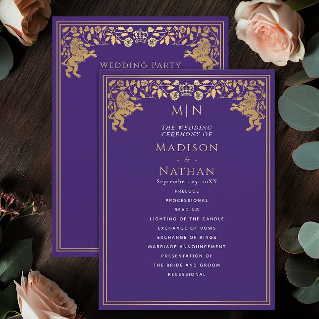 Purple Royal Lion Mediaeval Sword Wedding Program Programme (Creator Uploaded)