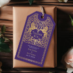 Purple Royal Lion Mediaeval Sword Wedding Thank Yo Gift Tags<br><div class="desc">Thank your guests with regal elegance! These wedding thank-you tags feature two golden lions with a sword and crown between them, surrounded by delicate florals on a purple background. The perfect royal touch for your special day! Please note that the gold on the tags is NOT real foil and is...</div>