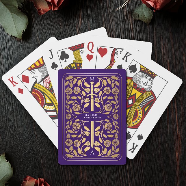 Purple Royal Mediaeval Gold Sword Monogram Playing Cards (Creator Uploaded)