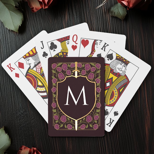 Purple Royal Mediaeval Sword & Shield Monogram Playing Cards (Creator Uploaded)
