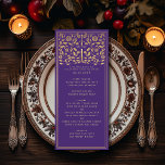 Purple Royal Mediaeval Sword Wedding Flat Menu<br><div class="desc">Celebrate your special day with this Royal Mediaeval Sword Wedding design. Gold featured in this design is not real foil. You can customise this further by clicking on the "PERSONALIZE" button. For further questions please contact us at ThePaperieGarden@gmail.com.</div>